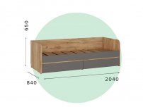 Кровать КР-54 Сити дуб крафт золотой-серый графит