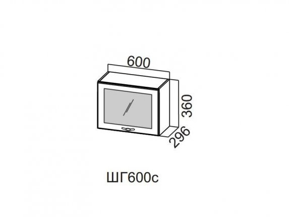 Шкаф навесной горизонтальный со стеклом 600 ШГ600с-360 360х600х296мм Прованс